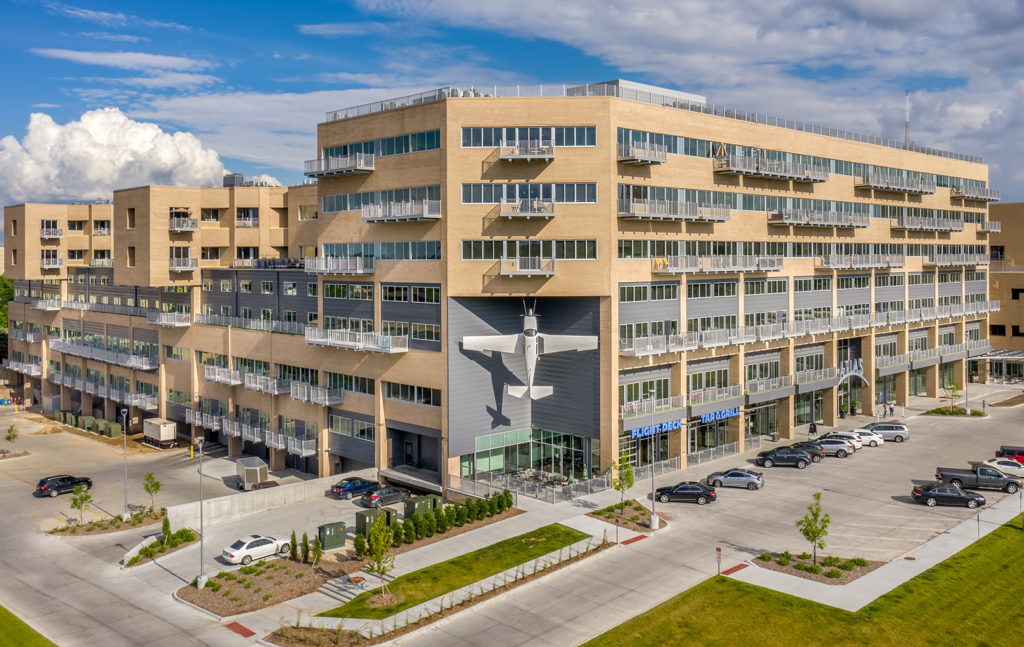 Atlas Apartments and the Heaney Pedestrian Bridge
